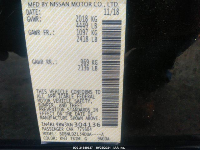 Photo 8 VIN: 1N4BL4BW3KN304136 - NISSAN ALTIMA 