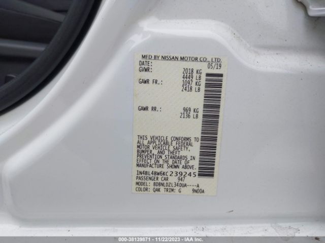 Photo 8 VIN: 1N4BL4BW6KC239245 - NISSAN ALTIMA 