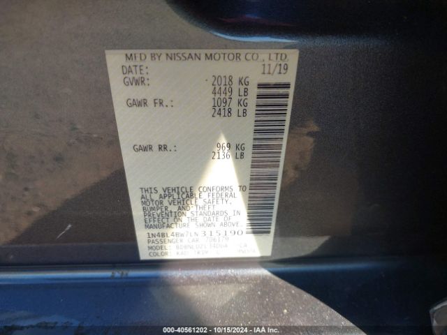 Photo 8 VIN: 1N4BL4BW7LN315190 - NISSAN ALTIMA 