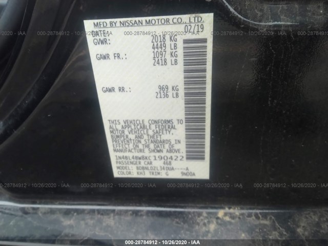 Photo 8 VIN: 1N4BL4BW8KC190422 - NISSAN ALTIMA 