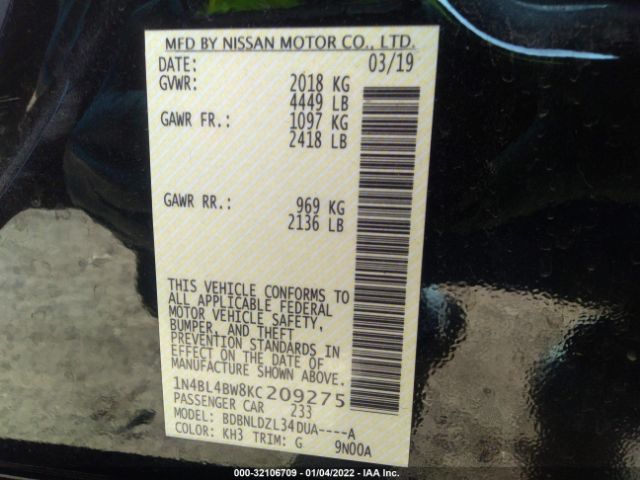 Photo 8 VIN: 1N4BL4BW8KC209275 - NISSAN ALTIMA 