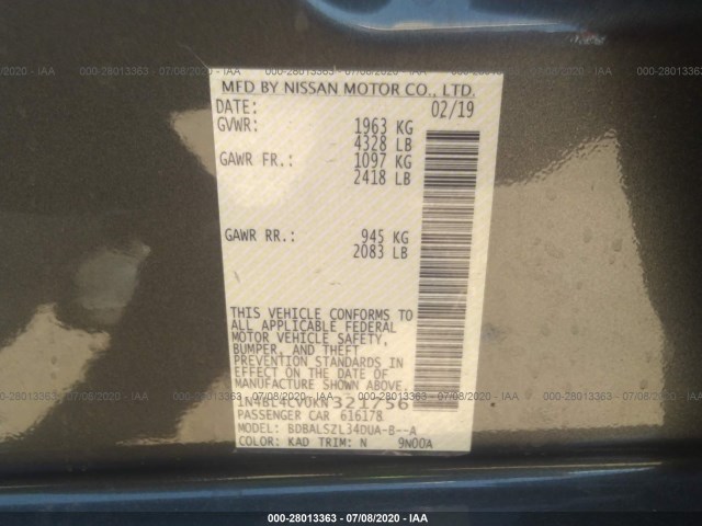 Photo 8 VIN: 1N4BL4CV0KN321756 - NISSAN ALTIMA 