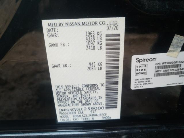 Photo 9 VIN: 1N4BL4CV0LC259000 - NISSAN ALTIMA SR 