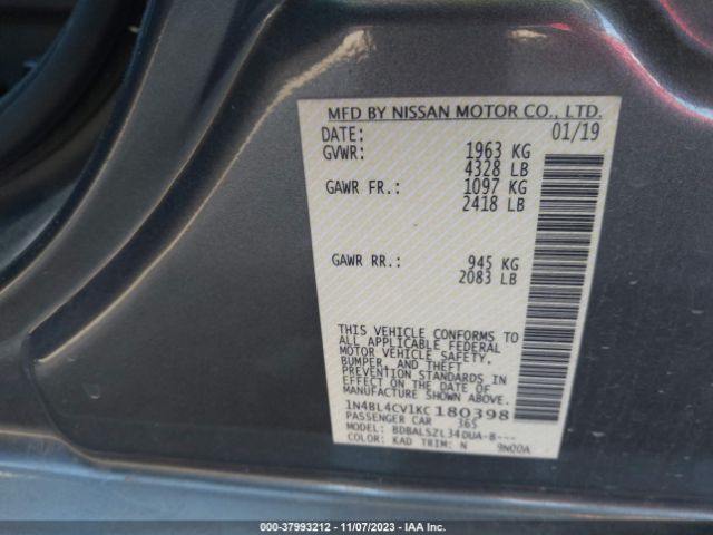 Photo 8 VIN: 1N4BL4CV1KC180398 - NISSAN ALTIMA 