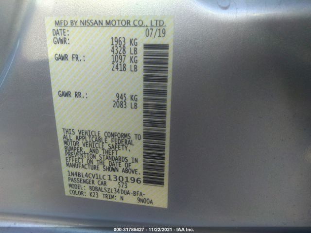 Photo 8 VIN: 1N4BL4CV1LC130196 - NISSAN ALTIMA 