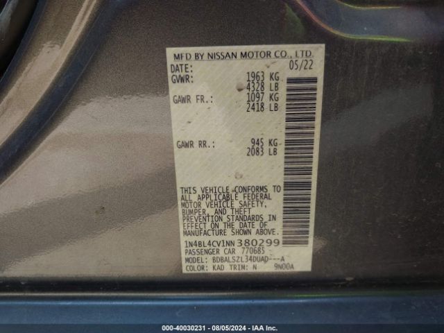 Photo 8 VIN: 1N4BL4CV1NN380299 - NISSAN ALTIMA 