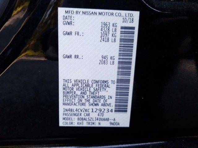 Photo 8 VIN: 1N4BL4CV2KC129234 - NISSAN ALTIMA SR 