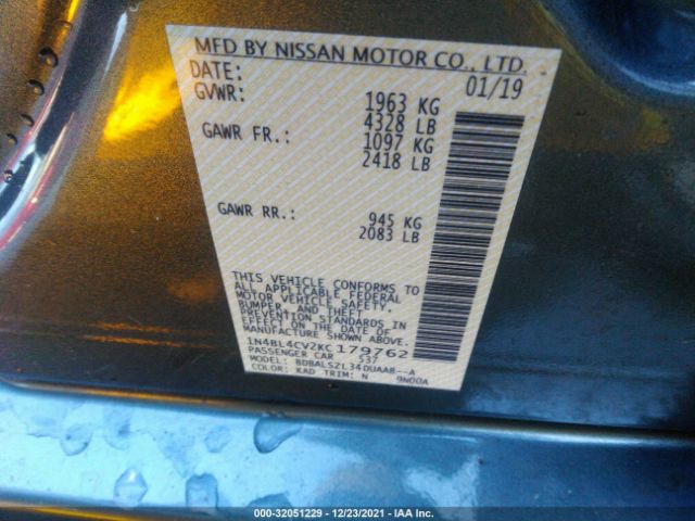 Photo 8 VIN: 1N4BL4CV2KC179762 - NISSAN ALTIMA 