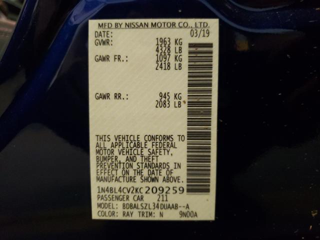 Photo 9 VIN: 1N4BL4CV2KC209259 - NISSAN ALTIMA SR 