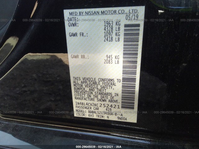 Photo 8 VIN: 1N4BL4CV2KC252421 - NISSAN ALTIMA 