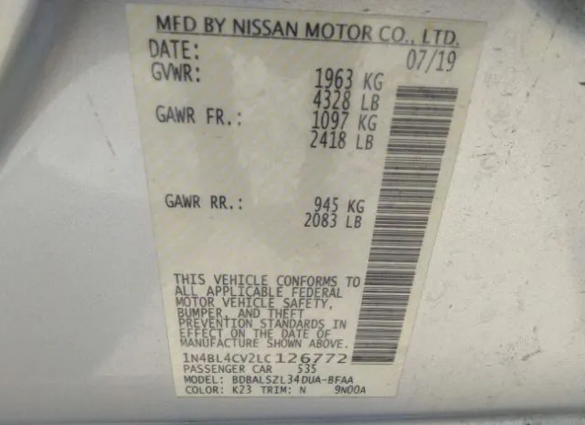 Photo 8 VIN: 1N4BL4CV2LC126772 - NISSAN ALTIMA 