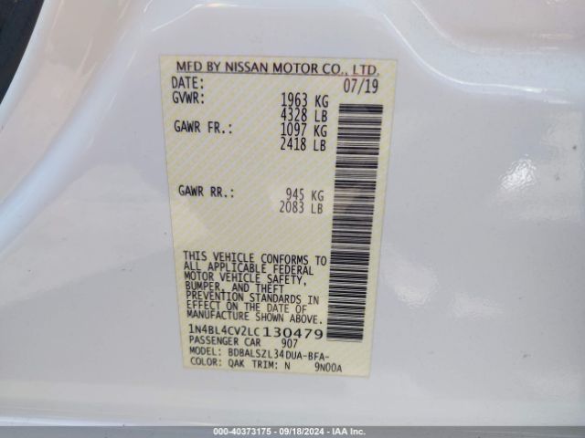 Photo 8 VIN: 1N4BL4CV2LC130479 - NISSAN ALTIMA 