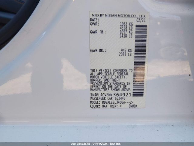 Photo 8 VIN: 1N4BL4CV2MN364921 - NISSAN ALTIMA 