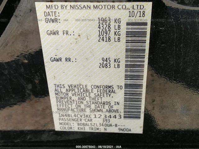 Photo 8 VIN: 1N4BL4CV3KC123443 - NISSAN ALTIMA 