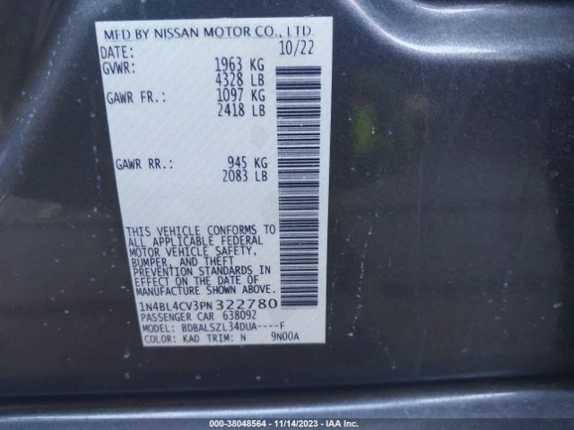 Photo 8 VIN: 1N4BL4CV3PN322780 - NISSAN ALTIMA 