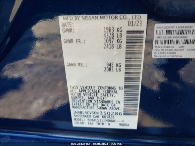 Photo 8 VIN: 1N4BL4CV3PN350286 - NISSAN ALTIMA 