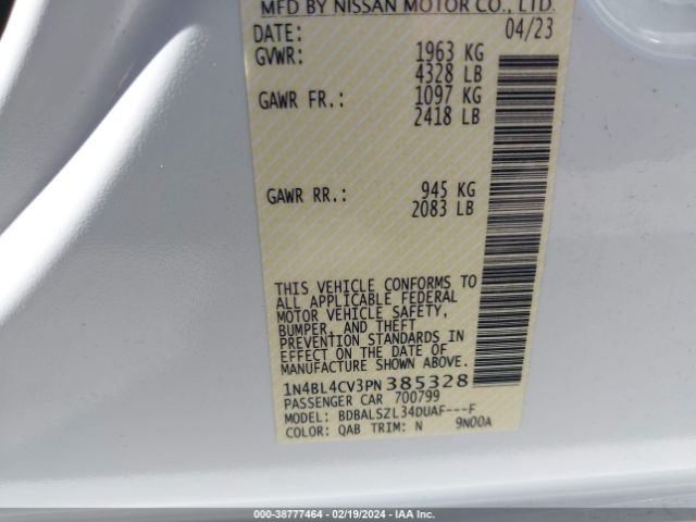 Photo 8 VIN: 1N4BL4CV3PN385328 - NISSAN ALTIMA 