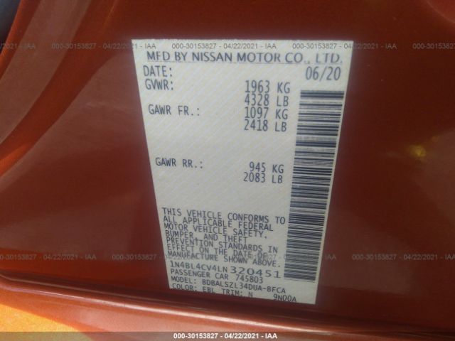 Photo 8 VIN: 1N4BL4CV4LN320451 - NISSAN ALTIMA 