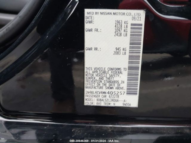 Photo 8 VIN: 1N4BL4CV4MN405257 - NISSAN ALTIMA 