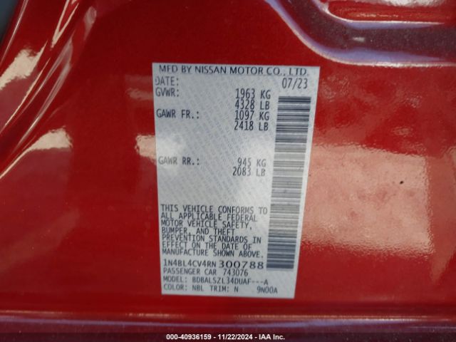 Photo 8 VIN: 1N4BL4CV4RN300788 - NISSAN ALTIMA 