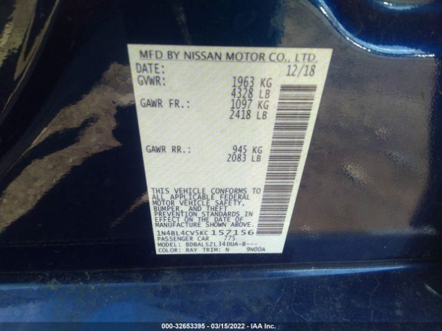 Photo 8 VIN: 1N4BL4CV5KC157156 - NISSAN ALTIMA 