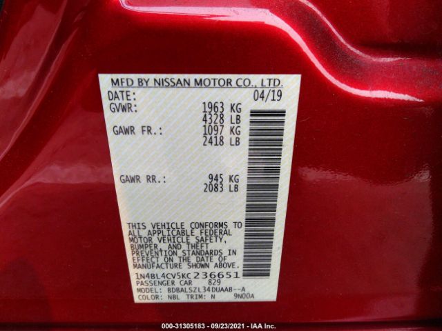 Photo 8 VIN: 1N4BL4CV5KC236651 - NISSAN ALTIMA 