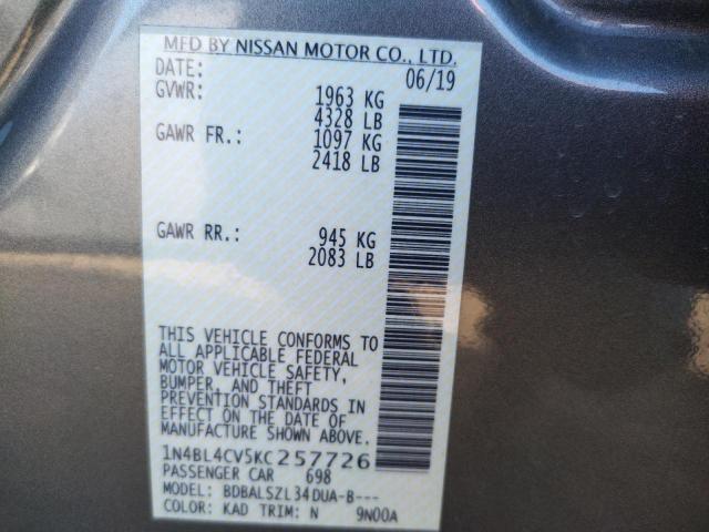 Photo 11 VIN: 1N4BL4CV5KC257726 - NISSAN ALTIMA SR 