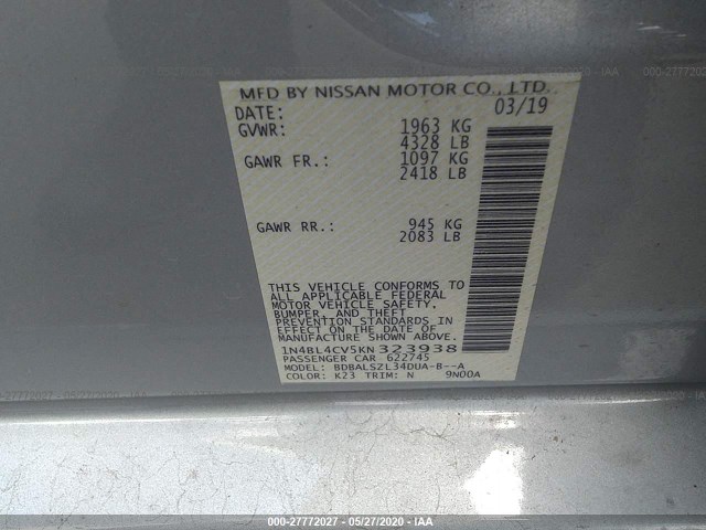 Photo 8 VIN: 1N4BL4CV5KN323938 - NISSAN ALTIMA 