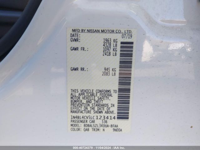 Photo 8 VIN: 1N4BL4CV5LC123414 - NISSAN ALTIMA 