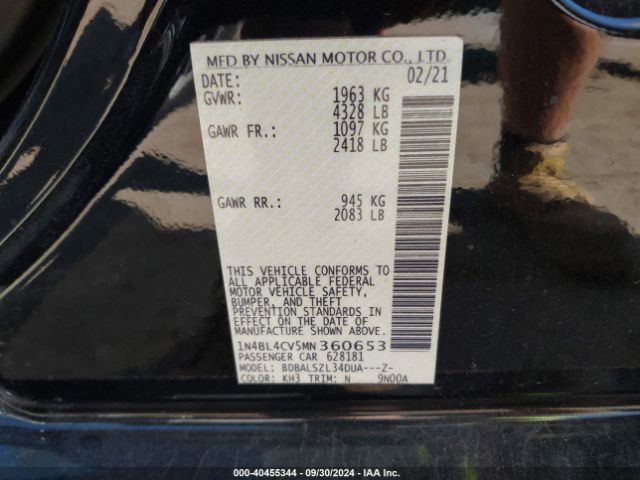 Photo 8 VIN: 1N4BL4CV5MN360653 - NISSAN ALTIMA 