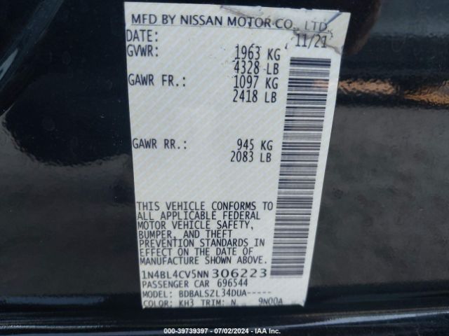 Photo 8 VIN: 1N4BL4CV5NN306223 - NISSAN ALTIMA 