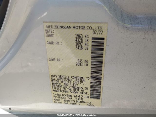 Photo 8 VIN: 1N4BL4CV5NN344714 - NISSAN ALTIMA 