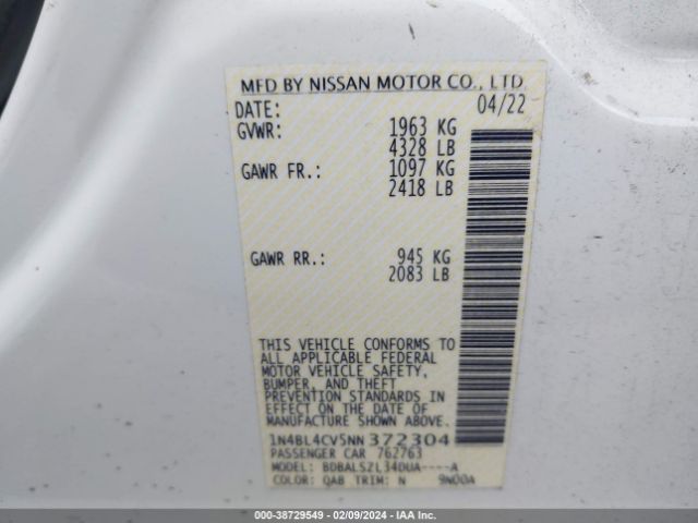 Photo 8 VIN: 1N4BL4CV5NN372304 - NISSAN ALTIMA 