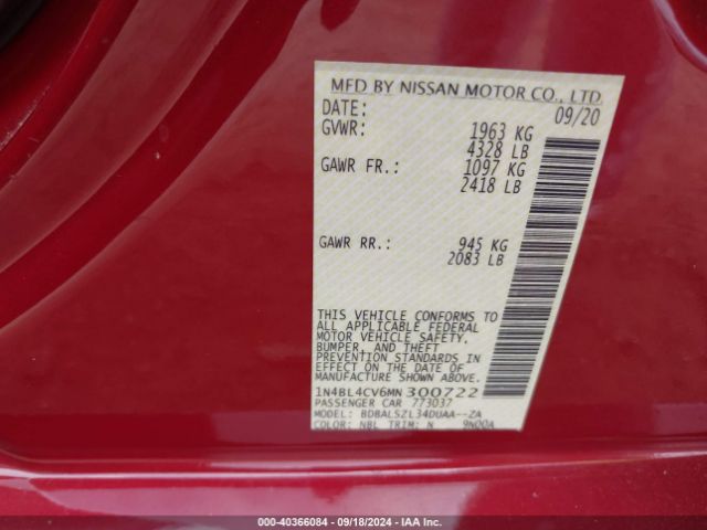 Photo 8 VIN: 1N4BL4CV6MN300722 - NISSAN ALTIMA 