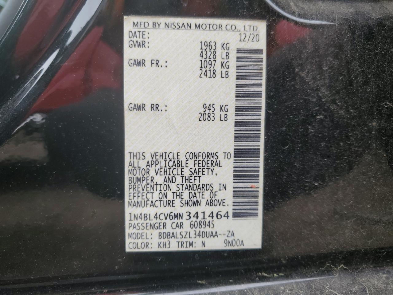 Photo 11 VIN: 1N4BL4CV6MN341464 - NISSAN ALTIMA 