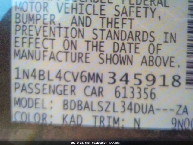 Photo 8 VIN: 1N4BL4CV6MN345918 - NISSAN ALTIMA 