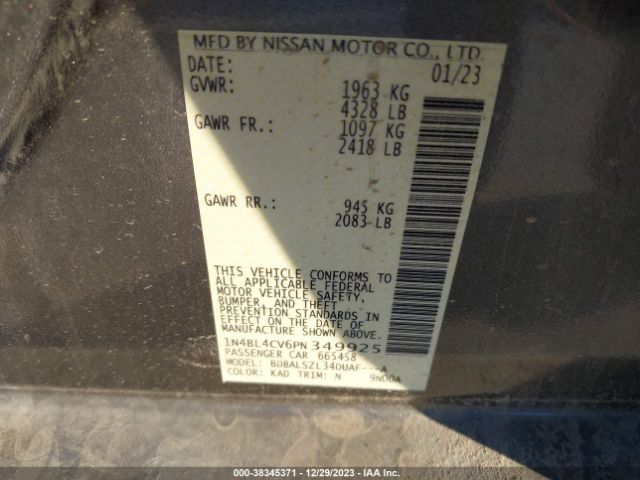 Photo 8 VIN: 1N4BL4CV6PN349925 - NISSAN ALTIMA 