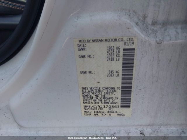 Photo 8 VIN: 1N4BL4CV7KC170863 - NISSAN ALTIMA 