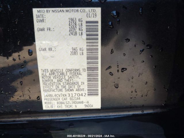 Photo 8 VIN: 1N4BL4CV7KN317042 - NISSAN ALTIMA 