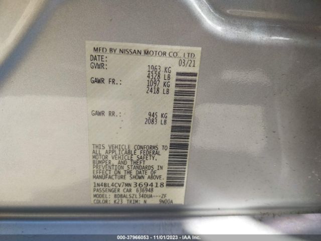 Photo 8 VIN: 1N4BL4CV7MN369418 - NISSAN ALTIMA 