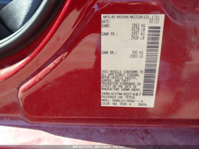 Photo 8 VIN: 1N4BL4CV7NN407487 - NISSAN ALTIMA 