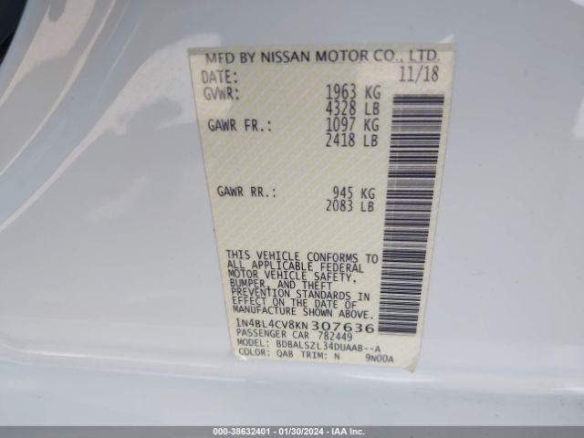 Photo 8 VIN: 1N4BL4CV8KN307636 - NISSAN ALTIMA 