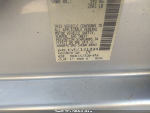 Photo 8 VIN: 1N4BL4CV8LC131894 - NISSAN ALTIMA 