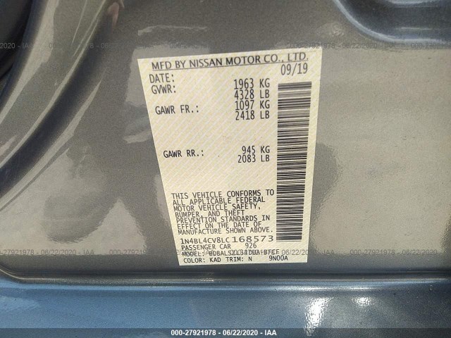 Photo 8 VIN: 1N4BL4CV8LC168573 - NISSAN ALTIMA 