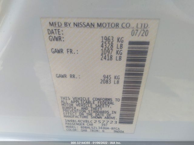 Photo 8 VIN: 1N4BL4CV8LC257723 - NISSAN ALTIMA 