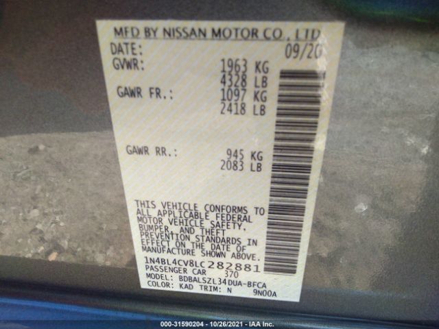 Photo 8 VIN: 1N4BL4CV8LC282881 - NISSAN ALTIMA 