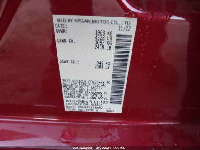 Photo 8 VIN: 1N4BL4CV8PN333337 - NISSAN ALTIMA 