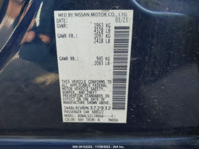 Photo 8 VIN: 1N4BL4CV8PN372932 - NISSAN ALTIMA 