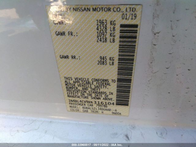 Photo 8 VIN: 1N4BL4CV9KN316104 - NISSAN ALTIMA 