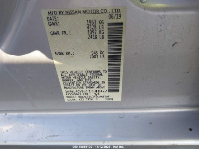 Photo 8 VIN: 1N4BL4CV9LC114862 - NISSAN ALTIMA 